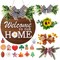 Interchangeable Welcome Sign for Front Door with 4 Seasonal Wreaths and 14 Changeable Icons, Farmhouse Front Door Signs, Door Decoration Porch Decor, Seasonal Wooden Home Sign home décor (6wood)
